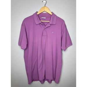 Ben Silver Charleston Mens XL Polo Shirt Purple Short Sleeve Pique Palm Tree